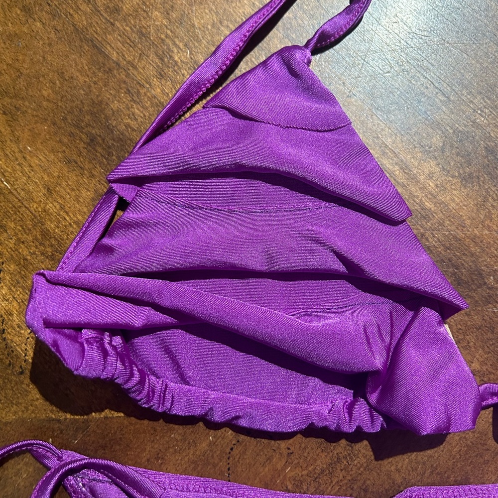 NWOT Sexy Skimpy Cloris Murphy Ruffle Tri-Top Tie Side Bottom Bling Bikini - Picture 3 of 8